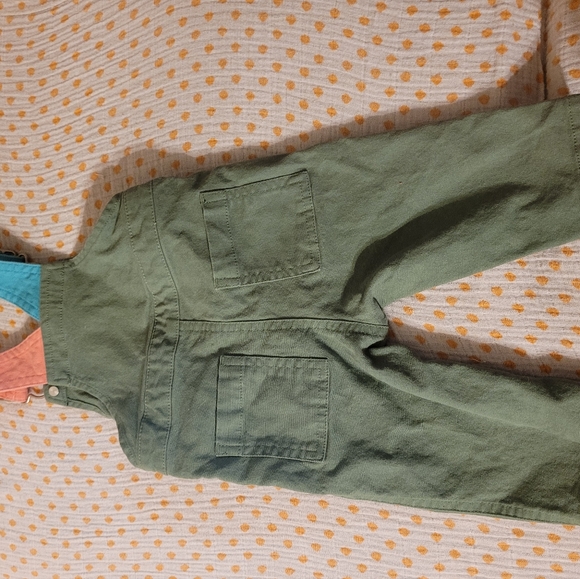 Christian Robinson olive green color block overalls unisex 6-9 months - Picture 4 of 4